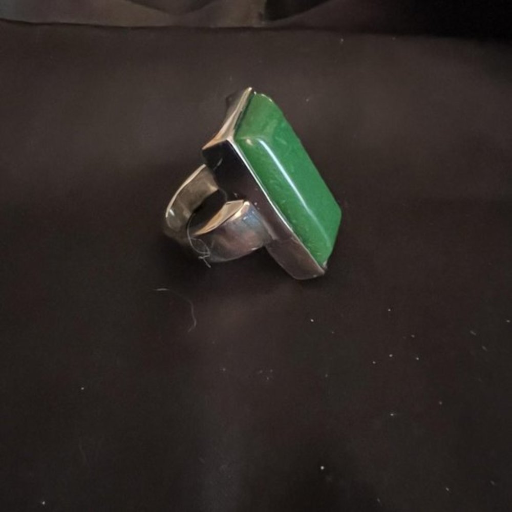 AVENTURINE STONE STAINLESS STEEL RING - Picture 2 of 3